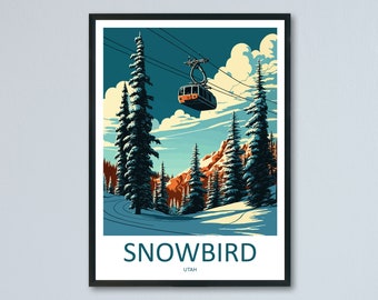 Snowbird Travel Print Wall Art Snowbird Wall Hanging Home Décor Snowbird Gift Art Lovers Ski Art Lover Gift Snowbird Print Skiing Print