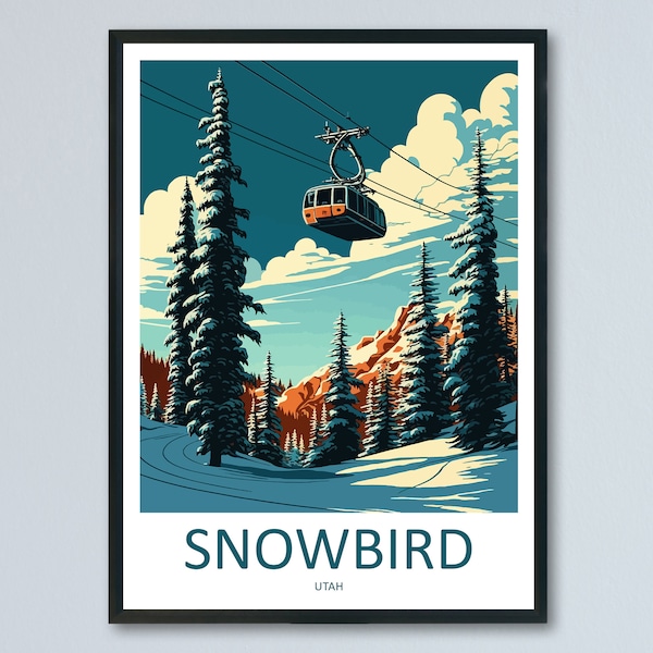 Snowbird Travel Print Wall Art Snowbird Wall Hanging Home Décor Snowbird Gift Art Lovers Ski Art Lover Gift Snowbird Print Skiing Print