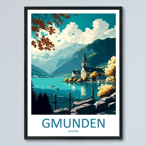 Gmunden Travel Print Wall Art Gmunden Wall Hanging Home Décor Gmunden Gift Art Lovers Austria Art Lover Gift Gmunden Travel Poster