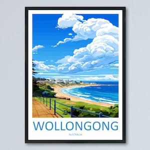 Impresión de viaje de Wollongong Arte de pared Colgante de pared de Wollongong Decoración del hogar Regalo de Wollongong Amantes del arte Arte de pared Póster de Australia