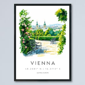 Vienna Watercolor Poster Vienna Travel Print Vienna Wall Art Vienna Cityscape Painting Vienna Souvenir Austria Decor