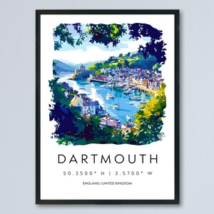 Dartmouth Watercolor Poster Dartmouth Devon Travel Print Wall Art Dartmouth Home Decor Dartmouth Gift Art Lovers UK Naval Town