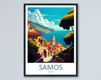 Samos Travel Print Wall Art Samos Greece Wall Hanging Home Decoration Samos Gift Art Lovers Wall Art Print Samos Greece Wall Poster Art