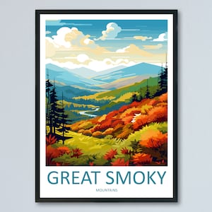 Great Smoky Mountains National Park Reise Print Wandkunst Great Smoky Mountains Nationalpark Wandbehang Home Décor Great Smoky Mountains