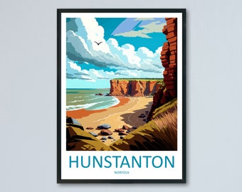 Hunstanton Cliffs Travel Print Wall Art Hunstanton Wall Hanging Home Décor Hunstanton Gift Art Lovers England Art Lover Gift Hunstanton