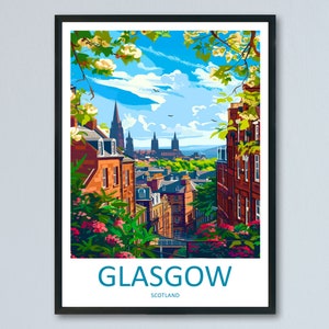 Glasgow Travel Print Wall Art Glasgow Wall Hanging Home Décor Glasgow Gift Art Lovers Scotland Art Lover Gift Glasgow Travel Artwork