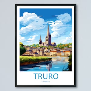 Truro Travel Print Wall Art Truro Wall Hanging Home Décor Truro Gift Art Lovers Cornwall Art Lover Gift Truro Cornwall Art Poster