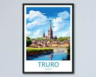 Truro Travel Print Wall Art Truro Wall Hanging Home Décor Truro Gift Art Lovers Cornwall Art Lover Gift Truro Cornwall Art Poster