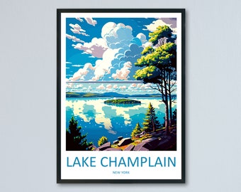 Lake Champlain Travel Print Wall Art Lake Champlain Wall Hanging Home Décor Lake Champlain Gift Art Lovers New York State Art Gift Lover