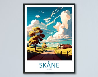 Skane Travel Print Wall Art Skane Wall hanging Home Decor Skane Gift Art Lovers Zweden Kunstliefhebber Cadeau Skane Travel Art Poster