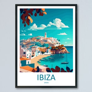 Ibiza Reise Print Wandkunst Ibiza Wandbehang Home Décor Ibiza Geschenk Kunstliebhaber Spanien Kunstliebhaber Geschenk Ibiza Wanddekoration Ibiza Spanien Print