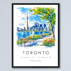 Toronto Watercolor Poster Toronto Travel Print Toronto Wall Art Toronto Cityscape Painting Toronto Souvenir Canada Decor