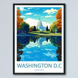 Impressão de viagem em Washington DC Arte de parede Washington DC Decoração de parede para casa Presente para amantes da arte Estados Unidos Presente para amantes da arte