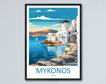 Mykonos Travel Print Wall Art Mykonos Greece Wall Hanging Home Decoration Mykonos Gift Art Lovers Wall Art Print Mykonos Greece Wall Poster