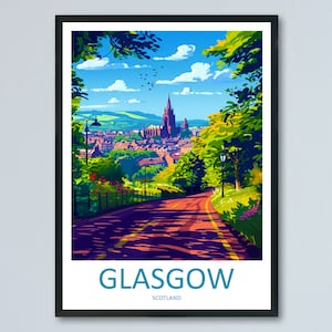 Glasgow Travel Print Wall Art Glasgow Wall Hanging Home Décor Glasgow Gift Art Lovers Scotland Art Lover Gift Glasgow Travel Artwork