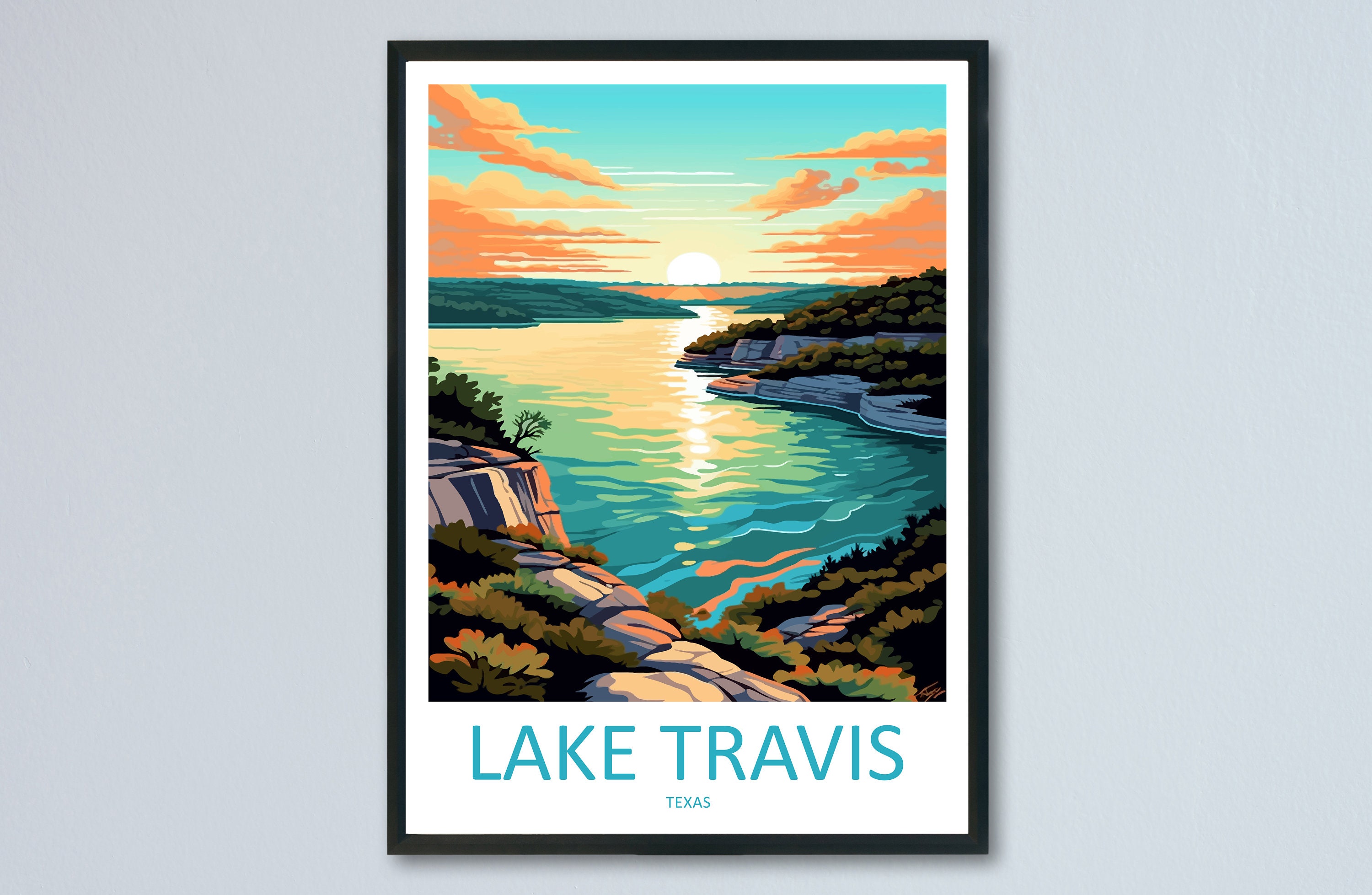 Lake Travis Travel Print Wall Art Lake Travis Wall Hanging Home Décor Lake  Travis Gift Art Lovers Texas Art Lover Gift Texas 