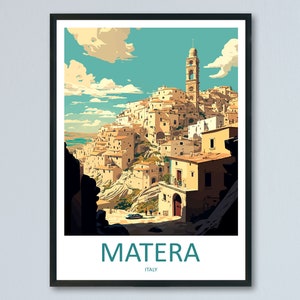 Matera Travel Print Wall Art Matera Wall Hanging Home Décor Matera Gift Art Lovers Italy Art Lover Gift Matera Print Matera Travel Gift Art