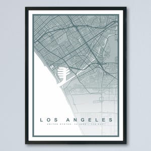 Los Angeles Map Print (8 FARBEN ERHÄLTLICH) LA City Poster California Wall Art Los Angeles Dekor Street Map Art Urban La Illustration Travel
