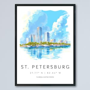 St. Petersburg Watercolor Poster Wall Art Wall Decor Home Décor St. Petersburg Gift USA Art Lover Gift, Travel Souvenir Print