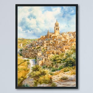 Matera Watercolor Poster Wall Art Matera Wall Hanging Home Décor Matera Gift Art Lovers Italy Art Lover Gift, Italian Cityscape Travel Print