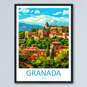 Grenada Reise-Druck Wandkunst Grenada Wandbehang Wohndekor Grenada Geschenk Kunstliebhaber Spanien Kunstliebhaber Geschenk Grenada Wanddekor Grenada Kunst