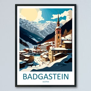 Badgastein Reise Print Wandkunst Badgastein Wandbehang Home Dekor Badgastein Geschenk Kunstliebhaber Österreich Kunstliebhaber Geschenk Badgastein Reise