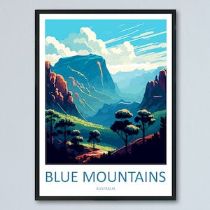 Blue Mountains Travel Print Wall Art Blue Mountains Wall Hanging Home Décor Blue Mountains Gift Art Lovers Wall Art Australia Travel Print