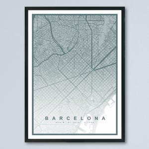 Barcelona Map Print (8 COLOURS AVAILABLE) Barcelona City Poster Spain Wall Art Barcelona Decor Street Map Art Urban Barcelona Illustration