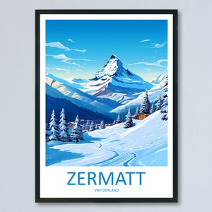 Zermatt Travel Print Wall Art Zermatt Wall Hanging Home Décor Zermatt Gift Art Lovers Ski Art Lover Gift Zermatt Print Skiing Zermatt Art