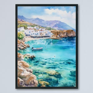 Crete Watercolor Poster Greece Travel Print Wall Art Home Decor Gift Greek Isle Souvenir Knossos Beach Balos Wall Decor Hanging
