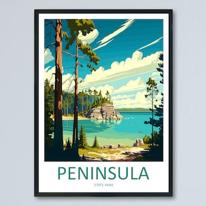 Impresión del parque estatal de la península Impresión artística del paisaje de la decoración del hogar del parque estatal de la península Arte de la península para el regalo de los entusiastas de Wisconsin Arte para colgar en la pared