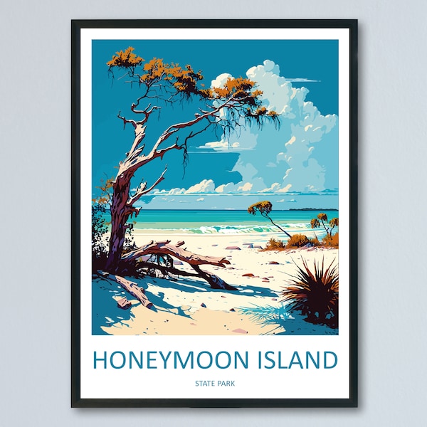 Honeymoon Islands State Park Travel Print Wall Art Honeymoon Islands Wall Hanging Home Décor Honeymoon Islands Gift Art Lovers Florida Art
