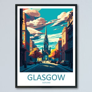Glasgow Travel Print Wall Art Glasgow Wall Hanging Home Décor Glasgow Gift Art Lovers Scotland Art Lover Gift Glasgow Travel Artwork