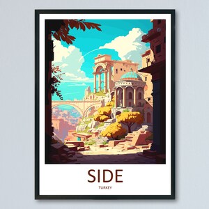 Side City Travel Print Wall Art Side City Wall Hanging Home Décor Side City Gift Art Lovers Turkey Art Lover Gift Side City Turkey Travel