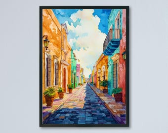 Merida Aquarell Poster Wand Kunst Merida Wandbehang Home Décor Merida Geschenk Kunstliebhaber Mexiko Wandkunst