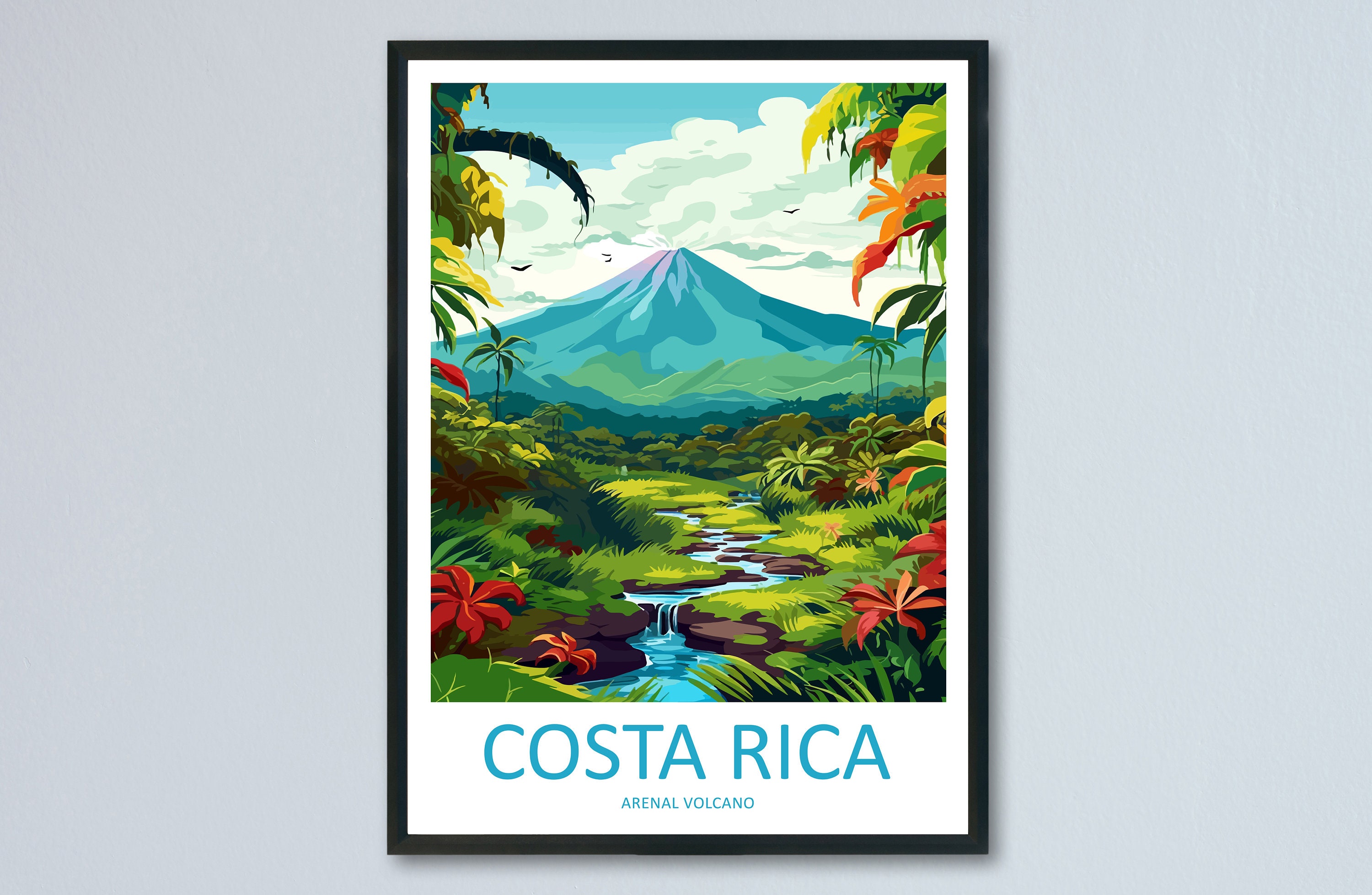 Costa Rica Arenal Volcano Travel Print Wall Art Costa Rica Wall