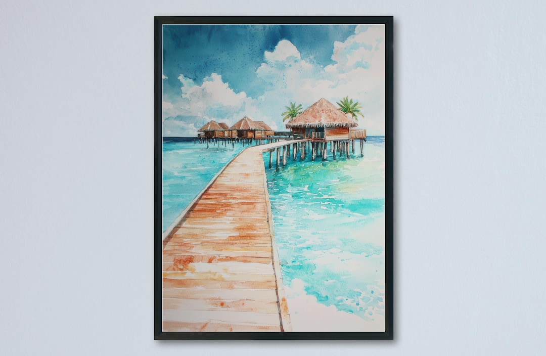 Maldives Watercolor Poster Maldives Travel Print Maldives Wall Art ...