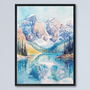 Banff Watercolor Poster Banff Travel Print Banff Wall Art Banff Landscape Painting Banff Souvenir Canada Mountain Decor