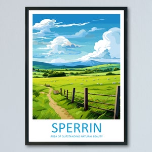 Sperrin Travel Print Wall Art Sperrin Wall Hanging Home Decor Sperrin Gift Art Lovers Wall Art AONB Wall Print AONB Travel Poster