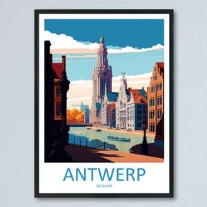 Antwerp Travel Print Wall Art Antwerp Wall Hanging Home Décor Antwerp Gift Art Lovers Belgium Art Lover Gift Antwerp Wall Décor
