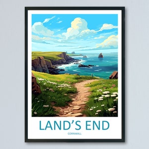 Lands End Travel Print Wall Art Lands End Wall Hanging Home Décor Lands End Gift Art Lovers Cornwall Art Lover Gift Lands End Art Poster