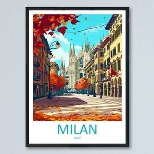 Stampa di viaggio di Milano Arte murale Milano Decorazione da parete per la casa Regalo di Milano Amanti dell'arte Spagna Regalo per amanti dell'arte Decorazione da parete di Milano Ibiza Spagna Stampa