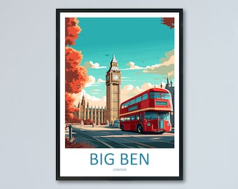 Big Ben Travel Print Wall Art Big Ben Wall Hanging Home Décor London Gift Art Lovers Big Ben Art Lover Gift Big Ben Travel Gift