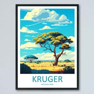 Kruger National Park Travel Print Wall Art Kruger National Park Wall Hanging Home Décor Kruger National Park Gift Art Lovers South Africa