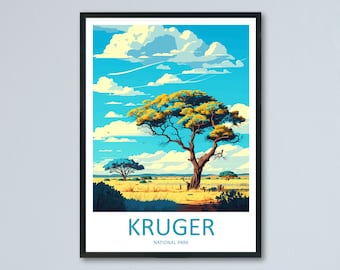 Kruger National Park Travel Print Wall Art Kruger National Park Wall Hanging Home Décor Kruger National Park Gift Art Lovers South Africa