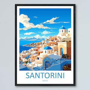 Santorini Reise-Druck Wandkunst Santorini Griechenland Wandbehang Dekoration Santorini Geschenk Kunstliebhaber Wandkunst Santorini griechischen Print