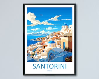 Santorini Travel Print Wall Art Santorini Greece Wall Hanging Home Decoration Santorini Gift Art Lovers Wall Art Print Santorini Greek Print