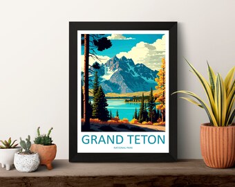 Insegna Decorativa Da Parete Grand Teton National Park: Metallo Lucido 6x18 Pollici, Arredamento Rustico Per Casa E Ufficio