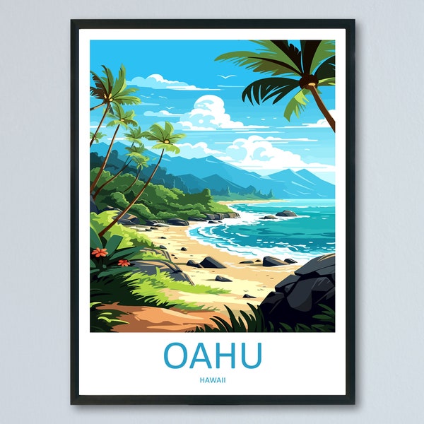 Oahu Travel Print Wall Art Oahu Wall Hanging Home Décor Oahu Gift Art Lovers Hawaii Art Lover Gift Print Artwork