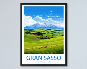 Gran Sasso And Monti Della Laga National Park Travel Print Wall Art Gran Sasso Wall Hanging Home Decor Gran Sasso Gift Art Lovers Wall Art